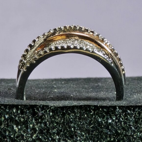 Cluster Ring With Rose Golden & Silvery Twist Design Size 10.25 (NWOT)‎ - Picture 4 of 6